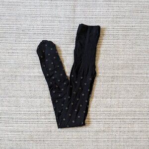 Black Polka Dot Opaque Tights Pantyhose Size S/M - Modcloth